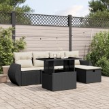 Set mobilier de gradina cu perne, 6 piese, negru, poliratan GartenMobel Dekor, vidaXL