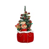 Sac Decorativ de Craciun cu Cadouri, Brad si Ursulet de Plus &ndash; Lumini LED Alb Cald, 33x60 cm, General