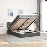 vidaXL Pat otoman cu saltea și LED-uri țesătură gri &icirc;nchis 140x200 cm 3312479