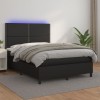 VidaXL Pat box spring cu saltea, negru, 140x190 cm, piele ecologică 3135879