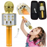 Microfon difuzor Bluetooth karaoke portabil cu etui, 1800 mAh, microfon wireless