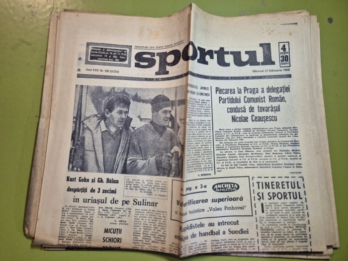ziarul sportul 21 februarie 1968 - statiunea pestera pe valea ialomitei