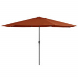 vidaXL Umbrelă de soare de exterior, st&acirc;lp metalic, cărămiziu, 390 cm