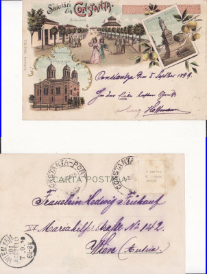 Salutari din Dobrogea , Constanta-Catedrala ,tipuri - litografie 1899 foto