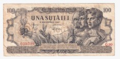 ROMANIA 100 LEI DECEMBRIE 1947 STARE FOARTE BUNA 2 CIFRE IN SERIE