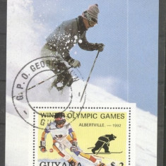 Guyana 1992 Sport, Olympics, Albertville, perf. sheet, used T.173