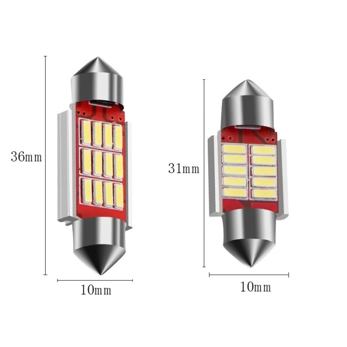 set 2 leduri 36mm canbus, alb 12v