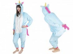 Costum Unicorn cu gluga pentru carnaval sau petreceri, marime XL, culoare Albastru foto