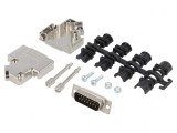 Conector D-Sub 15-Pini Mufă Tată Neagră pentru Lipire pe Cablu