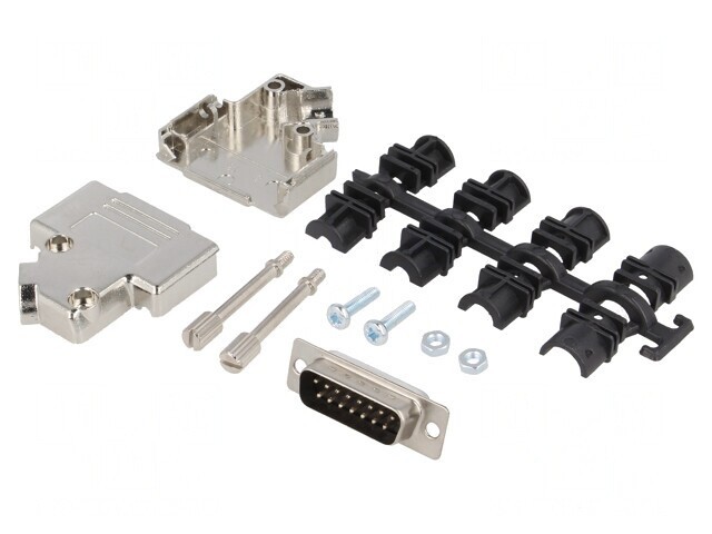 Conector D-Sub 15-Pini Mufă Tată Neagră pentru Lipire pe Cablu