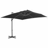 Umbrela suspendata cu stalp din aluminiu, negru, 3 x 3 m GartenMobel Dekor, vidaXL