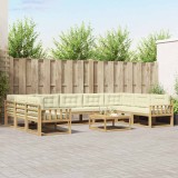vidaXL Set de canapele de exterior cu pernă 10 pcs Alb și crem 3387064