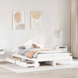 VidaXL Cadru de pat fără saltea, alb, 140x190 cm, lemn masiv de pin