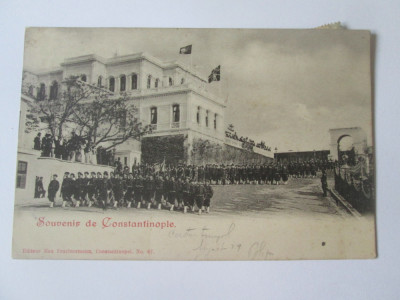 Carte postala Salutări din Constantinopol-Armata Otomană,poș.engleză Levant 1901 foto