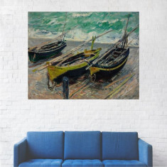 Tablou Canvas, Trei Barci pe Mal - 80 x 100 cm foto