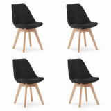 Set 4 scaune bucatarie/living, Artool, Nori, textil, lemn, negru, 48.5x54x84 cm