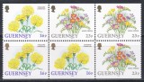 Guernsey 1992 - Flori, Bloc de 6 timbre cu 2 laturi NDT, MNH
