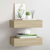 VidaXL Dulapuri de perete cu sertar, 2 buc., stejar, 40x23,5x10 cm MDF