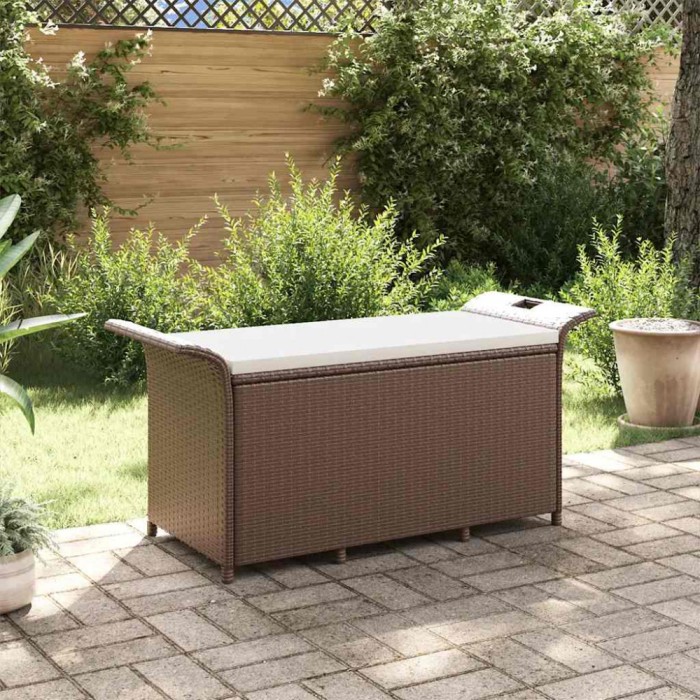 vidaXL Bancă de grădină cu pernă, maro, 116x46x57 cm, poliratan 363416
