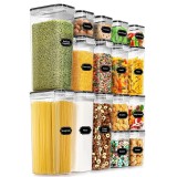 Cutii de depozitare alimente, Cyrax, Set din 16 Cutii pentru Condimente, Cereale, Cutii pentru Bucatarie, din Plastic PP, Cutii Alimentare, Diferite D