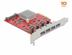 PCI Express cu 4 x SuperSpeed USB 10 Gbps (USB 3.2 Gen 2) USB-A externe, Delock 90481