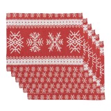 Cumpara ieftin Set 6 suporturi farfurii Craciun poliester alb rosu (6) 33x45 cm