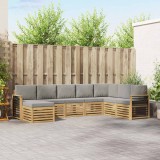 vidaXL Set de canapele de exterior 8 pcs Alb și gri deschis 3392326