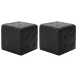 Cumpara ieftin Taburet, 2 buc., negru, 30 x 30 x 30 cm, piele ecologica