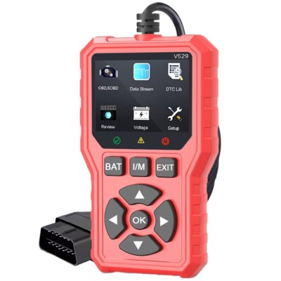 Tester auto diagnoza OBD2 Foxsur V529, test baterie, DTC Lookup, 10 limbi, coduri motor, senzor O2, EVAP, Freeze Frame, I/M, Portocaliu foto