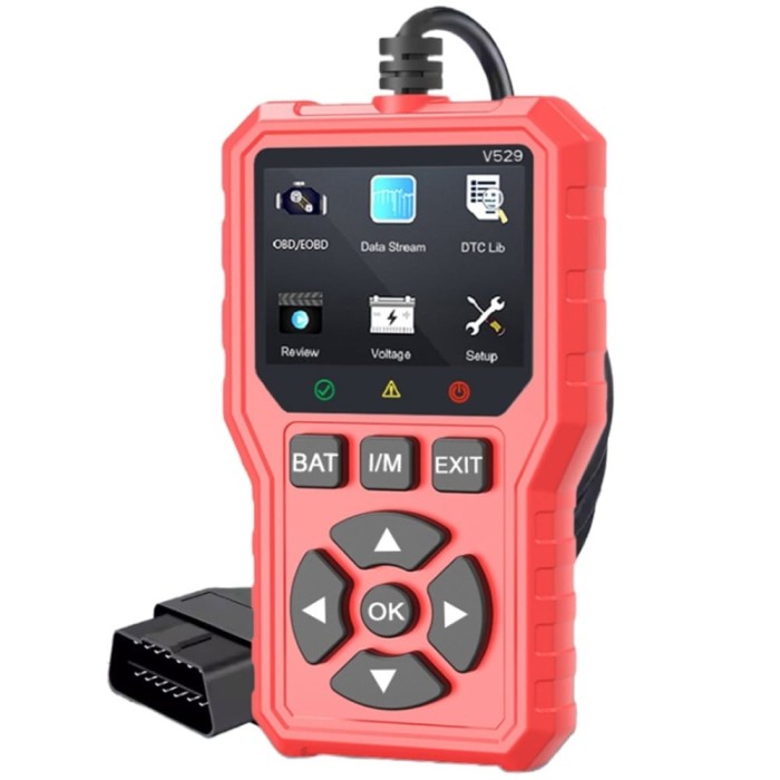 Tester auto diagnoza OBD2 Foxsur V529, test baterie, DTC Lookup, 10 limbi, coduri motor, senzor O2, EVAP, Freeze Frame, I/M, Portocaliu