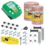 Pachet Complet Gard Electric 1500m 4.5J Aparat Fir Izolatori Conectori Manere Poarta Placa Avertizare