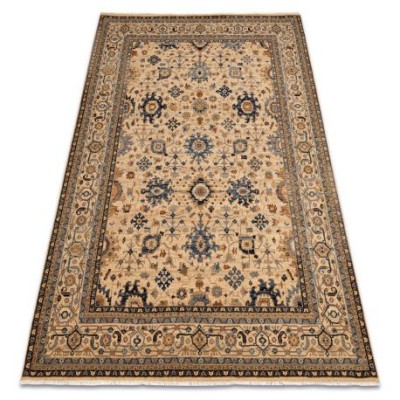Covor L&amp;acirc;nă KESHAN franjuri, oriental clasic 7521/53555 bej / albastru inchis, 120x145 cm foto