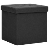 Cumpara ieftin Taburet de depozitare pliabil, negru, imitatie de panza