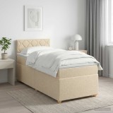 Cumpara ieftin Pat boxspring cu saltea cu headboard Crem 80 x 200 cm Tesatura