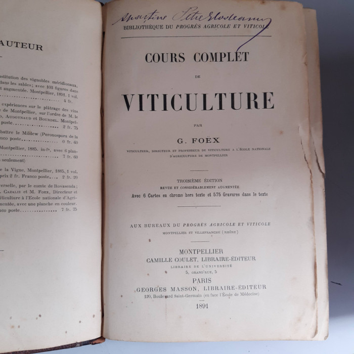 COURS COMPLET DE VITICULTURE - 1891