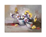 Cumpara ieftin Tablou cu panselute pictat manual, Gingasie, 40x30cm ulei pe panza, Geo Ungureanu