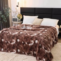 Patura Cocolino Gofrata Pentru Pat Dublu, Maro - JO158