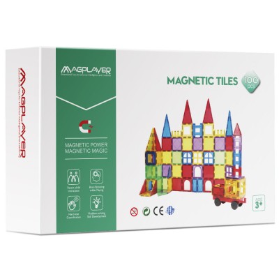 Set de constructie magnetic 3D - 100 piese PlayLearn Toys foto