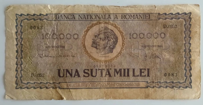 Bancnota Romania - 100000 Lei 1947