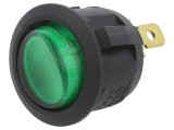 &Icirc;ntrerupător Rocker ON-OFF cu LED Verde 20A 14V Negru