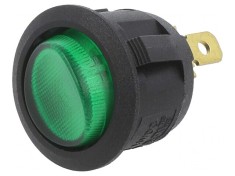 Intrerupator Rocker ON-OFF cu LED Verde 20A 14V Negru foto