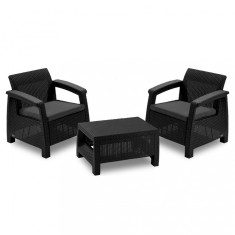 Set de mobilier de grădină Corfu Weekend Set, culoare grafit, cu perne gri deschis