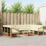 vidaXL Set de canapele de exterior cu pernă 10 pcs Alb și crem 3389892
