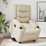 VidaXL Fotoliu rabatabil electric cu ridicare, crem, piele ecologică 3206560