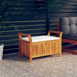 Banca Depozitare Gradina Gossi, Lemn Acacia, 91 cm, cu Perna Crem, Maro/Natur