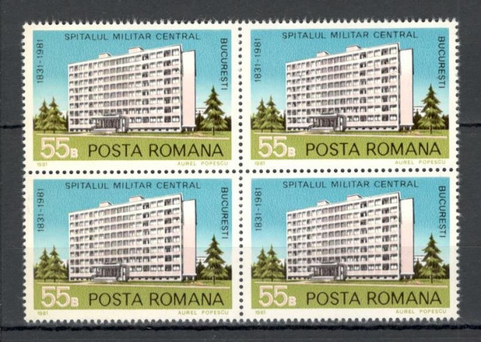 Romania.1981 150 ani Spitalul Militar Bucuresti bloc 4 YR.714