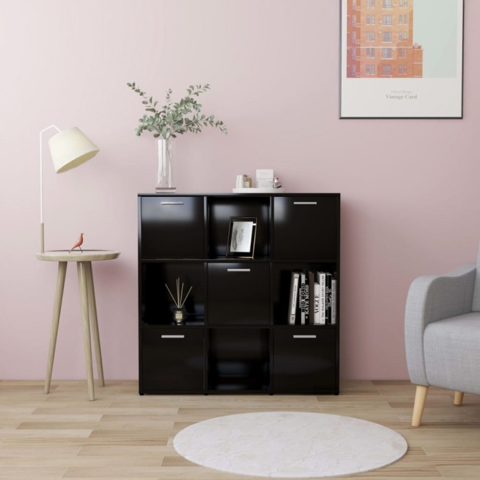 vidaXL Bibliotecă, negru, 90 x 30 x 90 cm, PAL