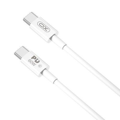 Cablu pentru incarcare si transfer de date XO NB-Q190A, 2X USB TYPE-C, 3A, 60W, 1M, ALB foto