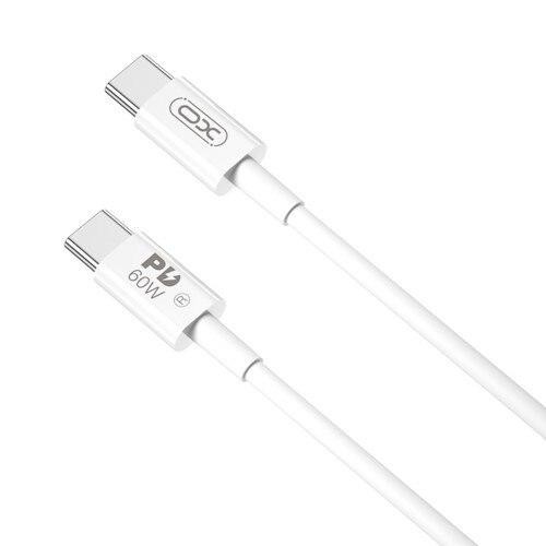 Cablu pentru incarcare si transfer de date XO NB-Q190A, 2X USB TYPE-C, 3A, 60W, 1M, ALB