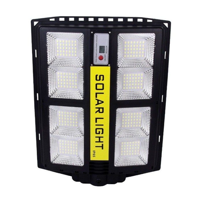 Proiector LED exterior tip solar eMazing, cu control la distanta, detector miscare si iluminare, sistem fixare inclus, 720 LED-uri, ABS,15Ah, 500W, lu